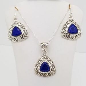 Lapis Filigree Trillion Cut Set